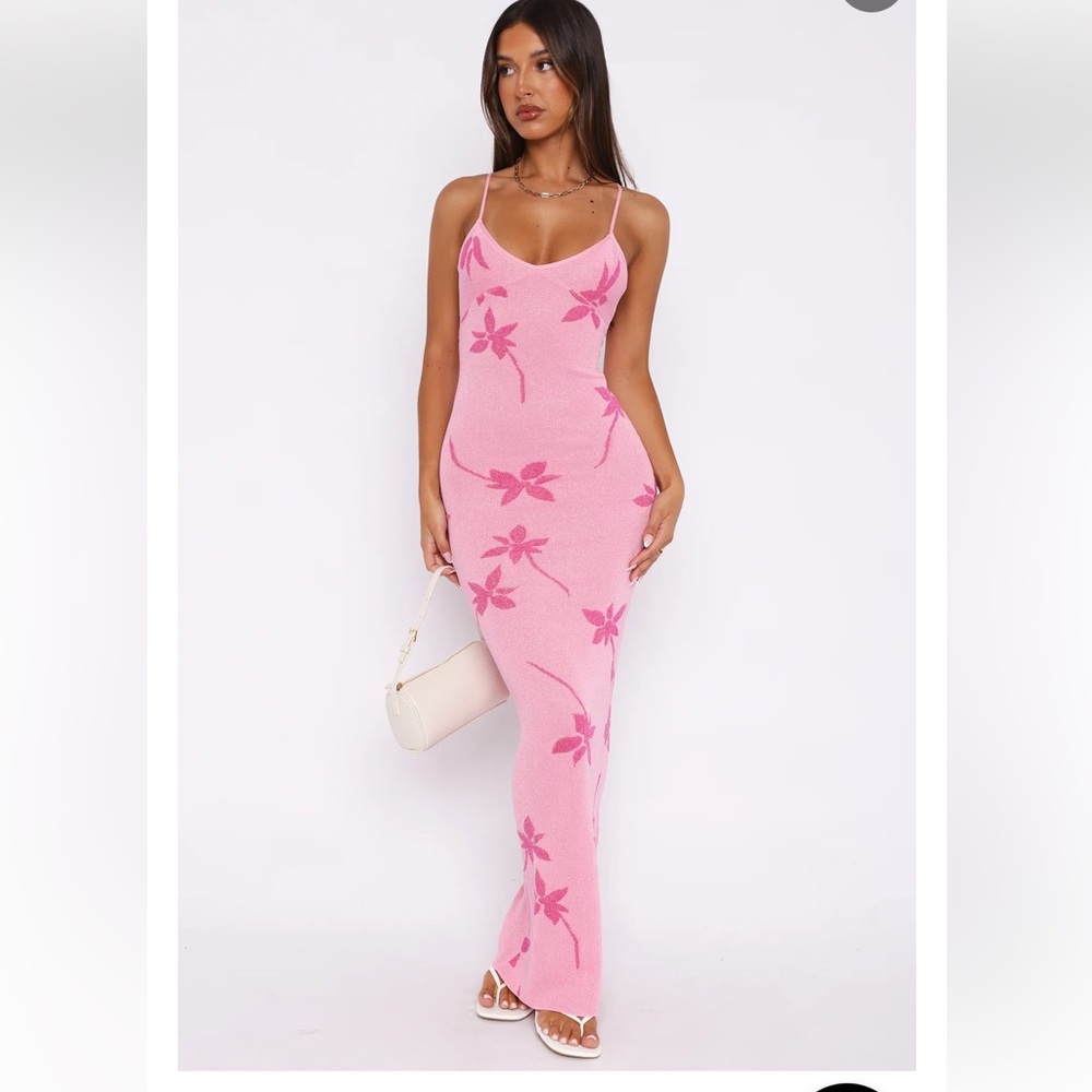 White Fox Boutique Pink Floral Maxi Dress